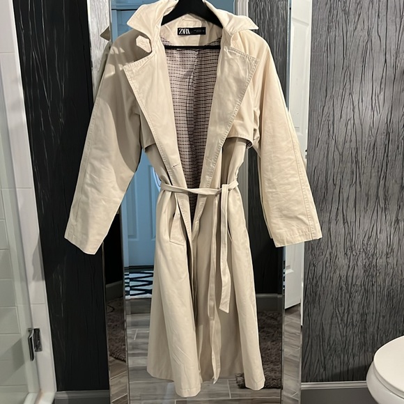 Zara Cream Oversized Trench Coat - Picture 1 of 4